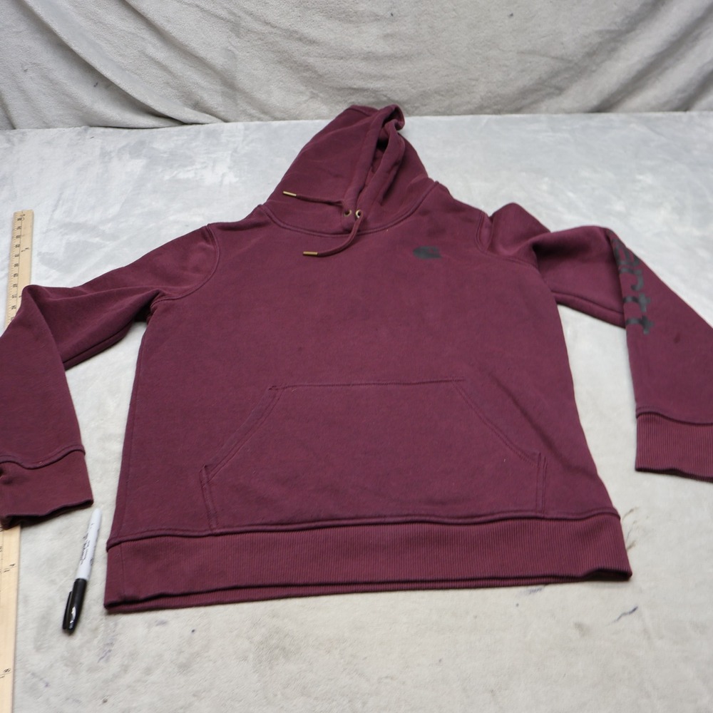 Carhartt Hoodie Womens Medium 8/10 Red Iconic Clarksburg Logo Relaxed Sweatshirt